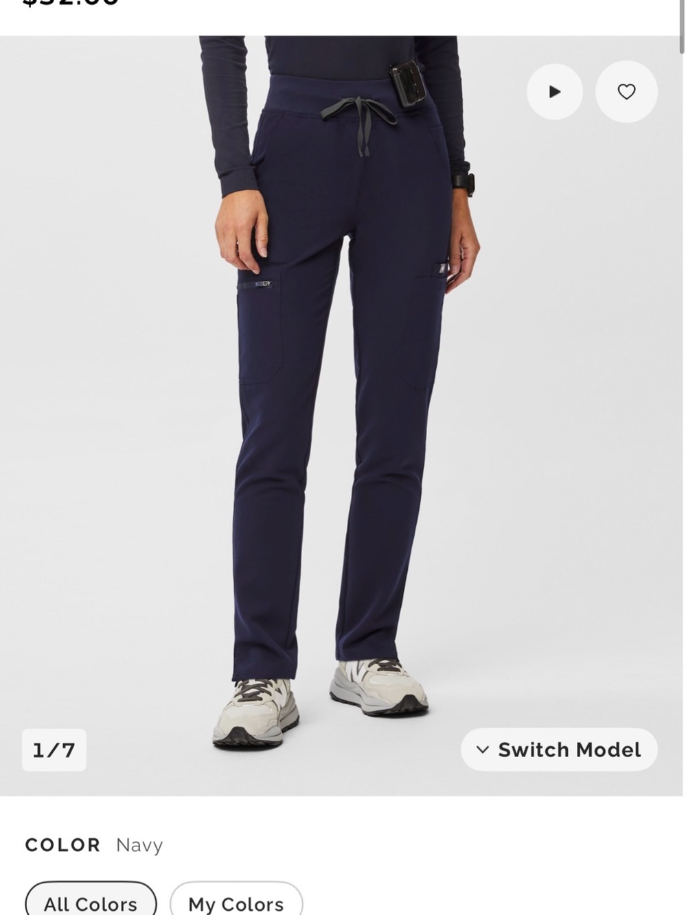 FIGS Yola High-Rise Slim Scrub Pant Navy Blue